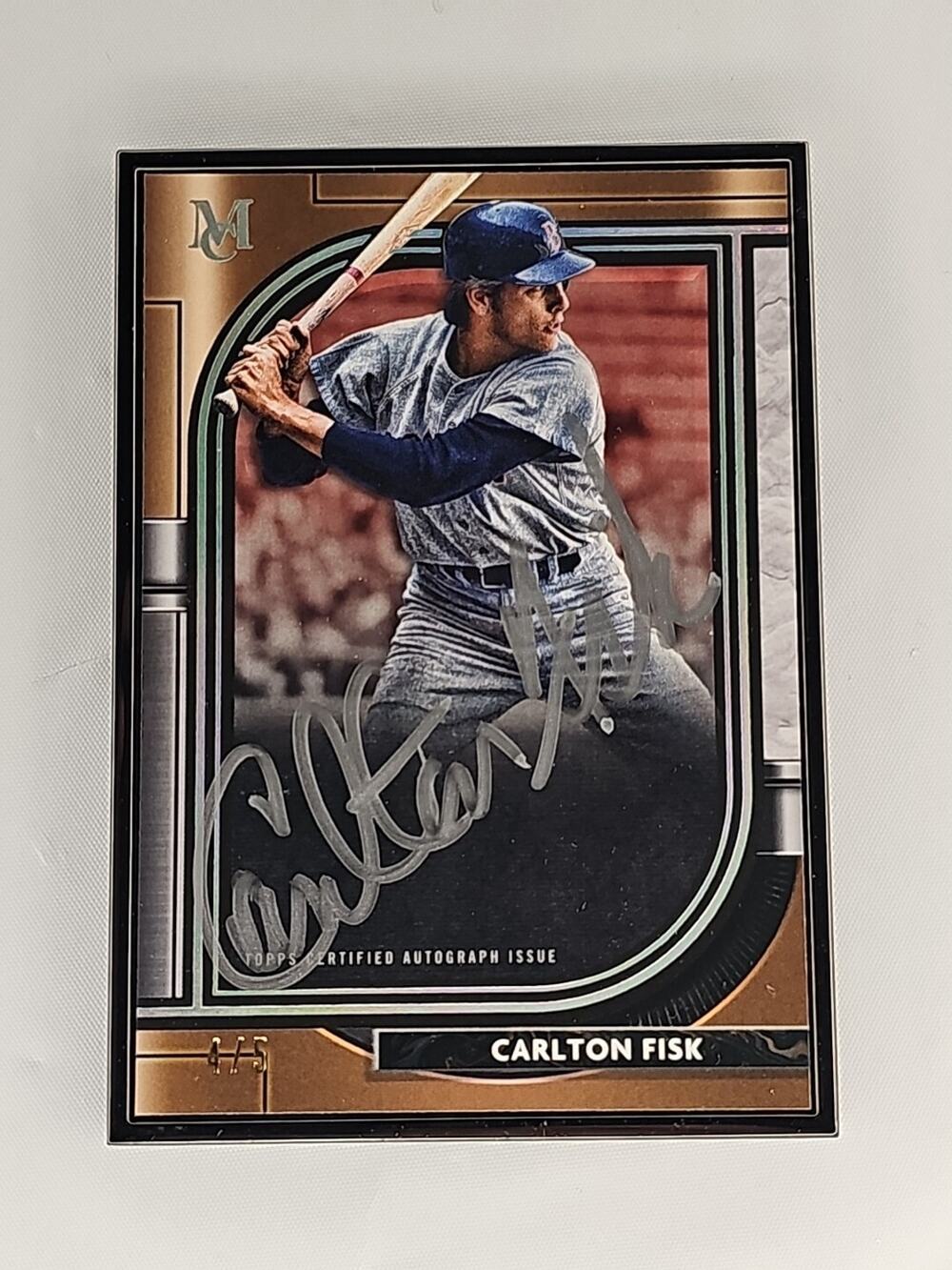2021 Topps Museum Collection Carlton Fisk Black Framed Silver Auto # 4/5 Red Sox